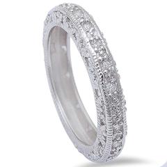 Vintage Antique Design Stackable Ring Simulated CZ 925 Sterling Silver